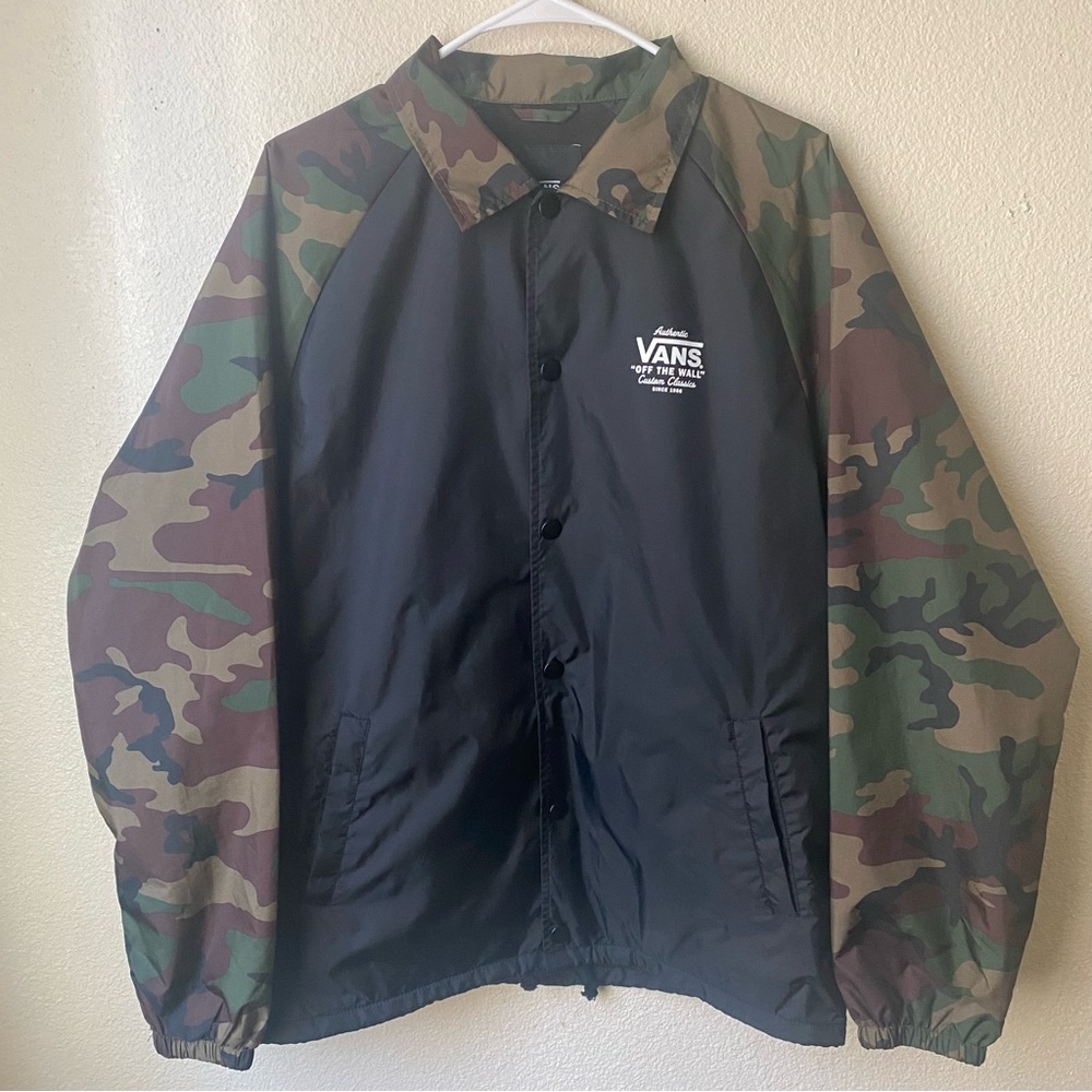 Vans Camo Coaches Jacket Men M Lightweight Snap Button Nylon Windbreaker Top